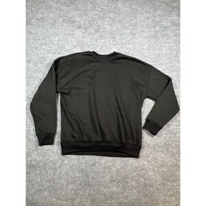 Retro Stitch Sweatshirt Mens Medium Black Fleece Lined Warm Oversized Crew Neck